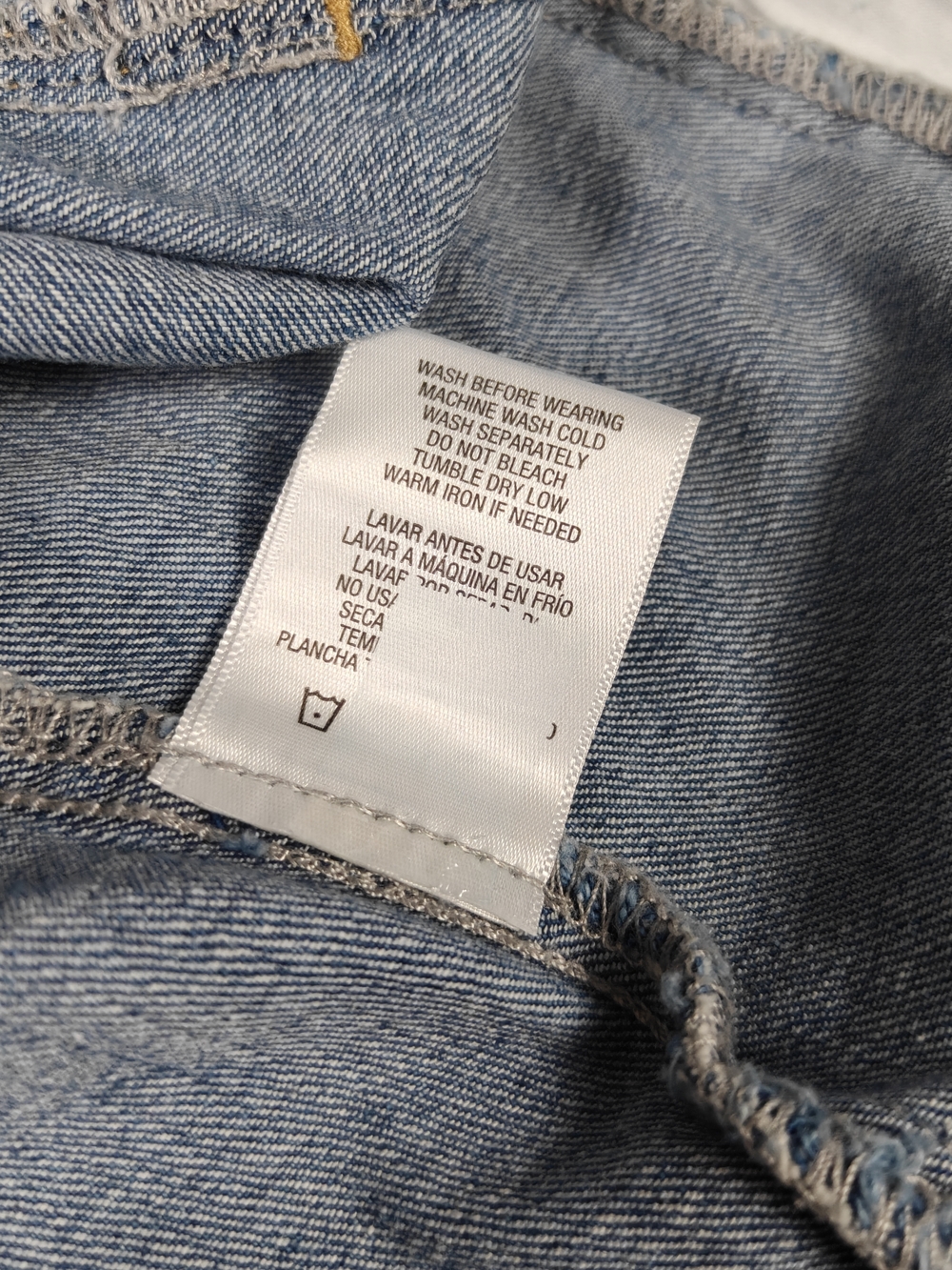 attention Light Blue Denim Jacket with Contrast Stitching - Picture 6 of 7